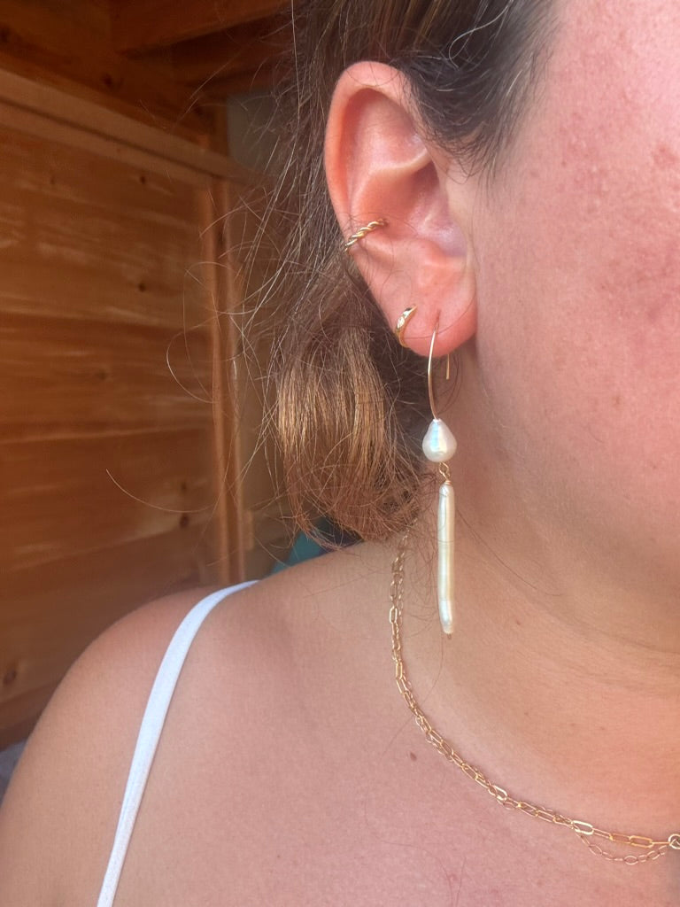 Gold Filled Double Pearl Earrings