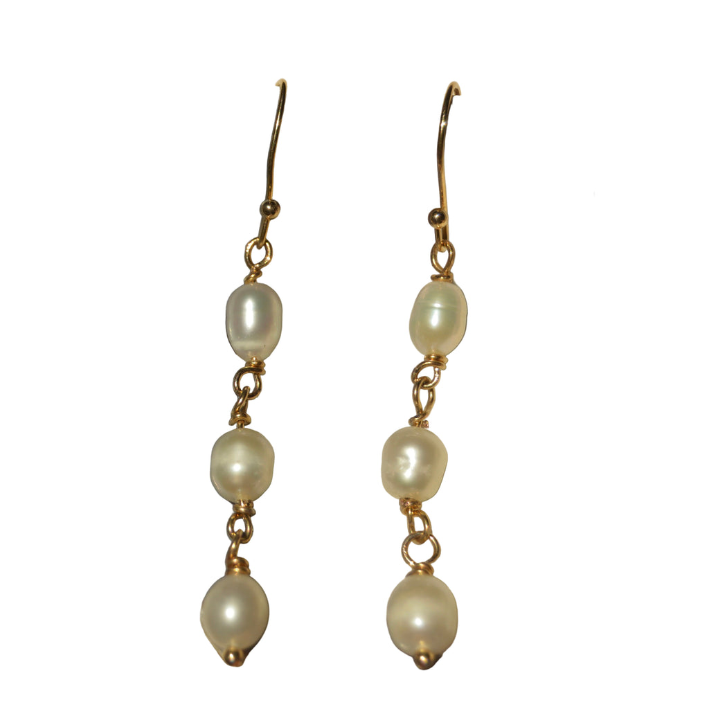 Triple Pearl Drop Earrings