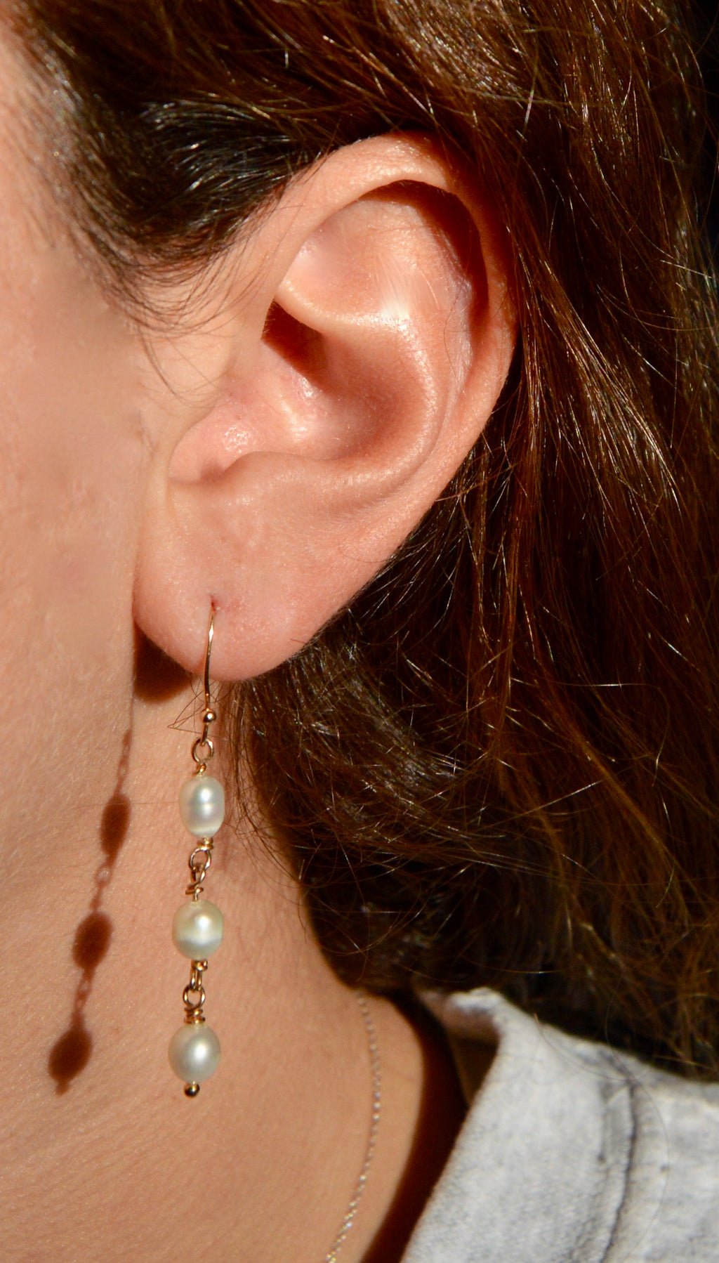 Triple Pearl Drop Earrings
