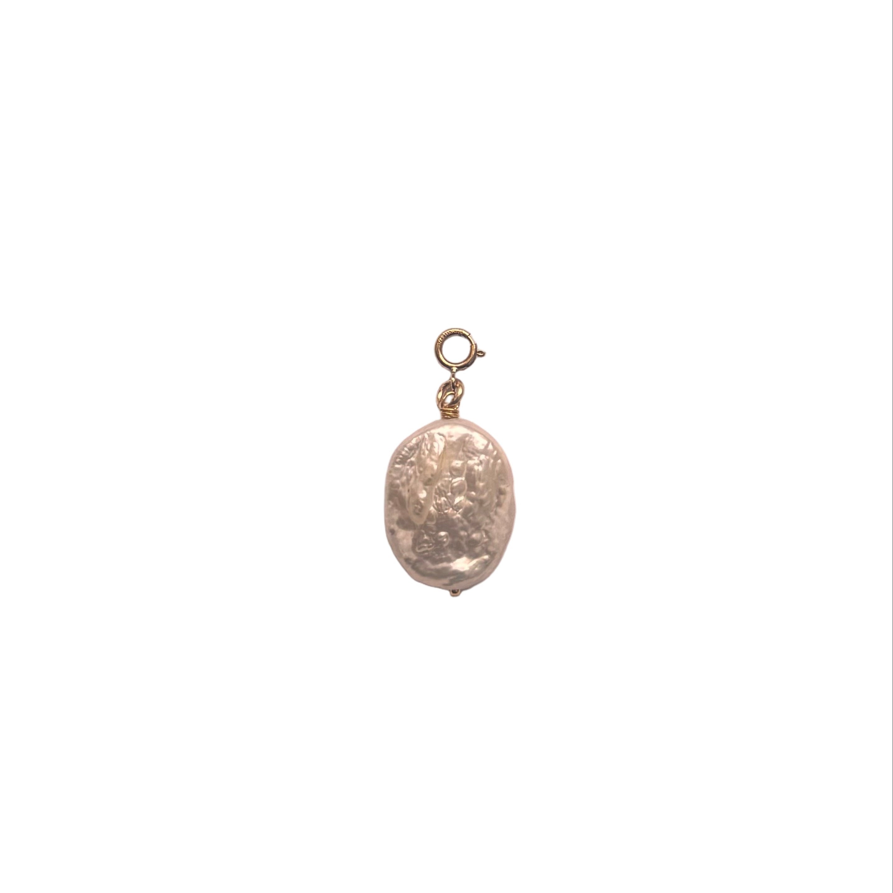 Flat Oval Coin Shaped White Freshwater Pearl