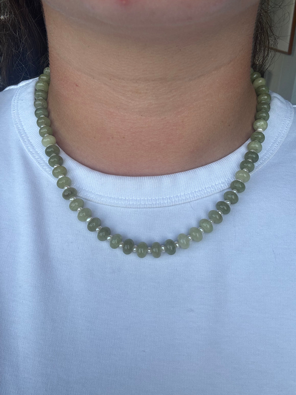 Natural Light Green Abacus Necklace