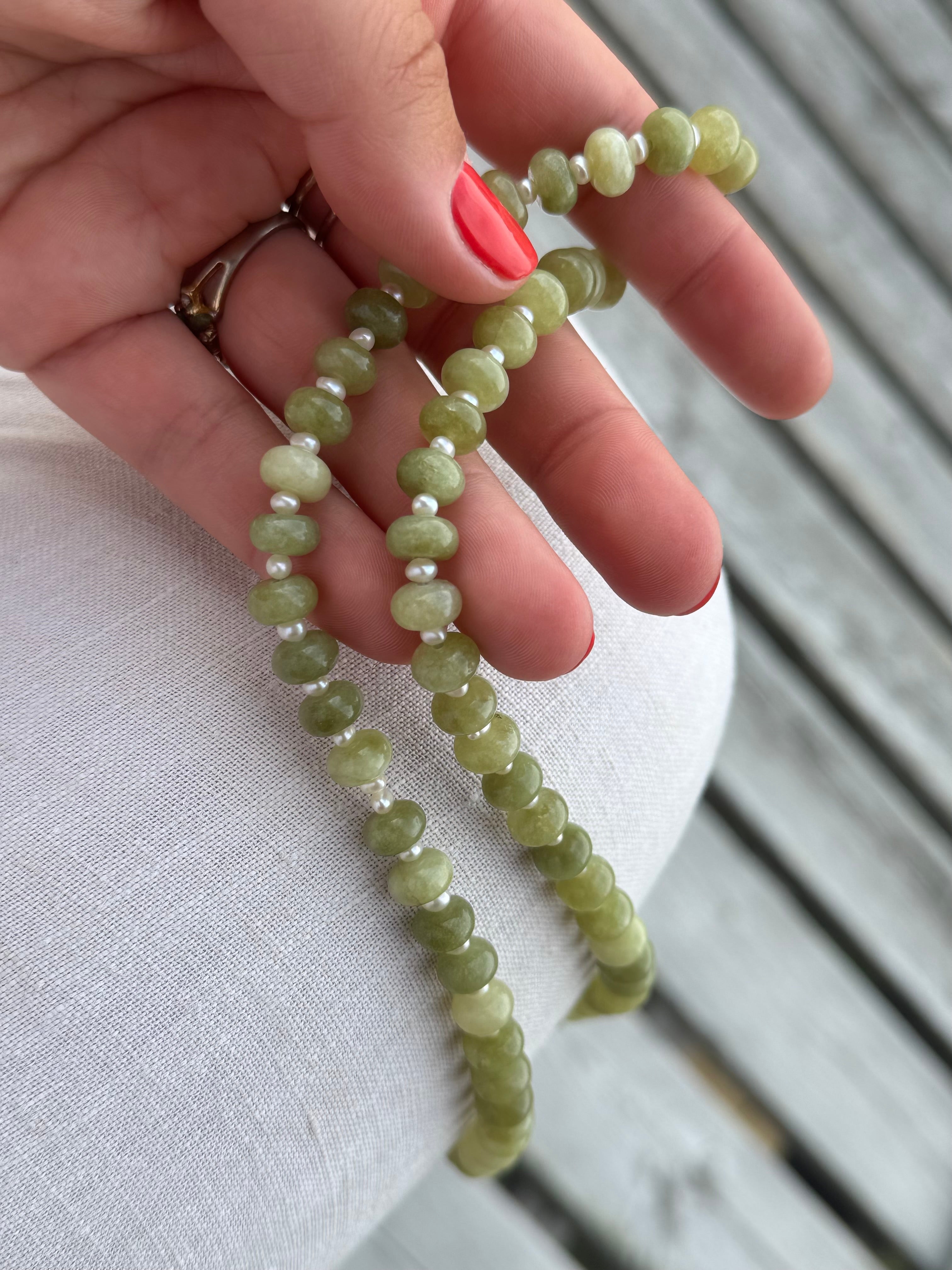 Natural Light Green Abacus Necklace