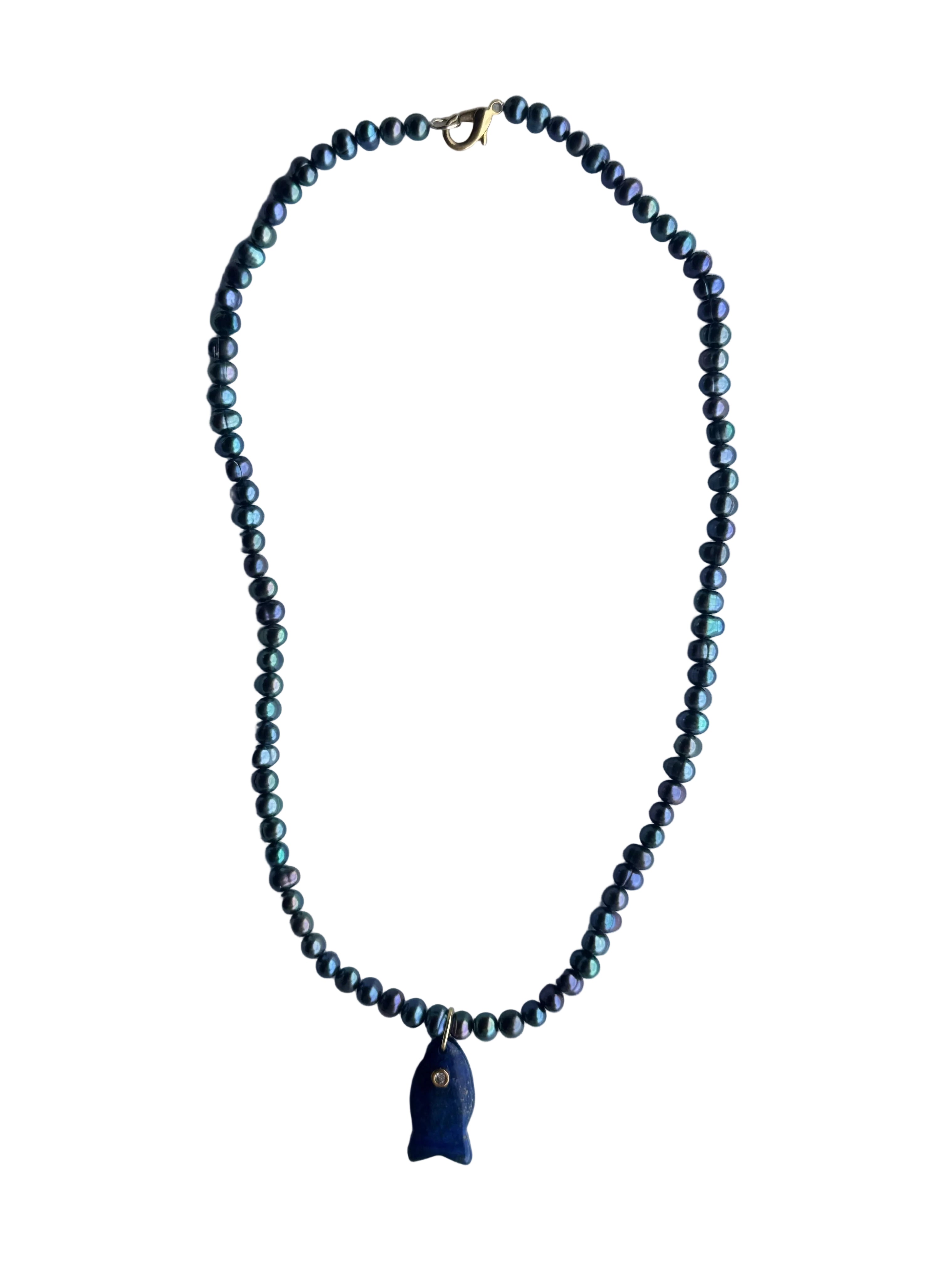 Black tahitian Pearl Fish Necklace