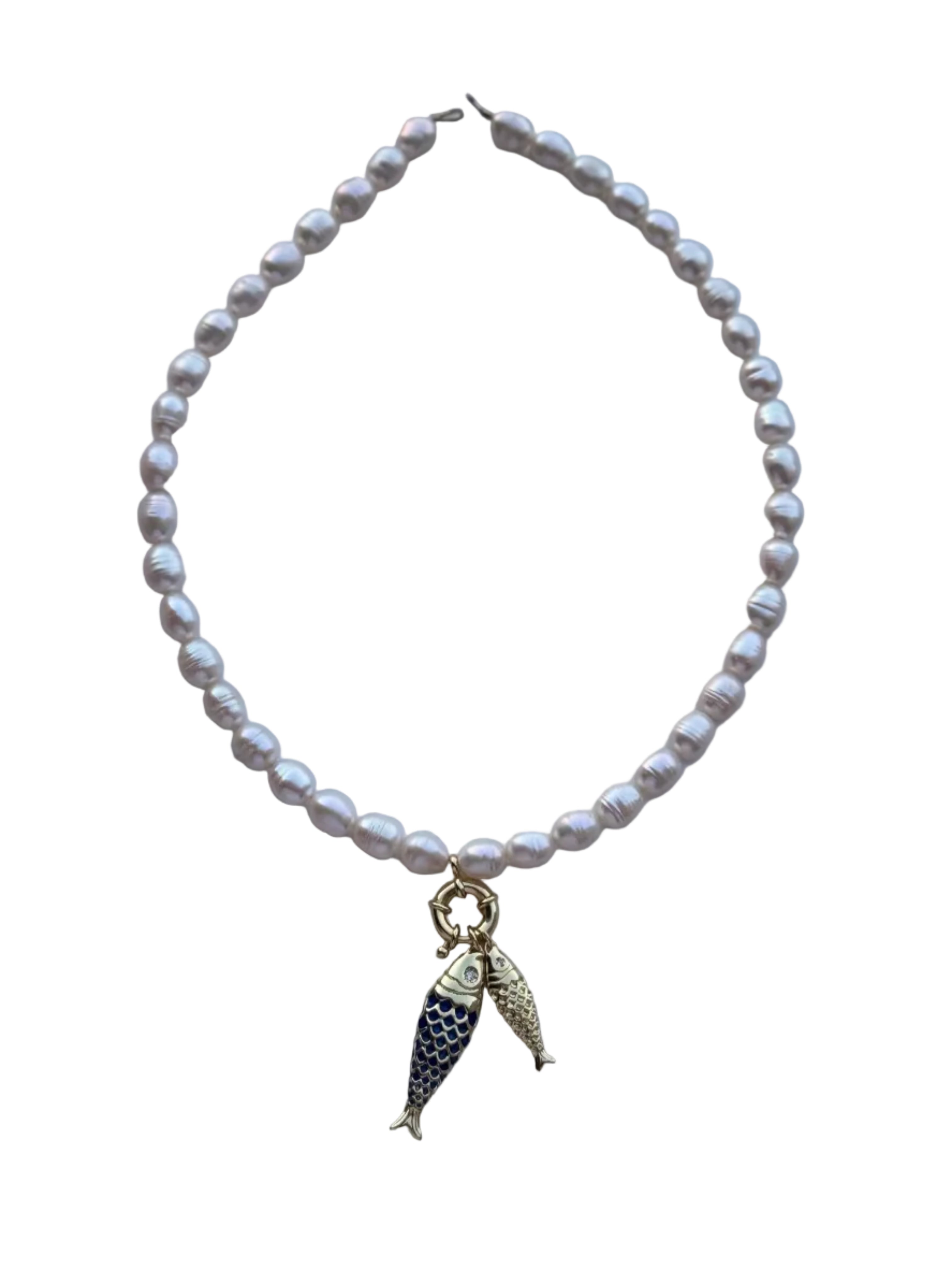 Fresh Water Pearl Double Fish Necklace