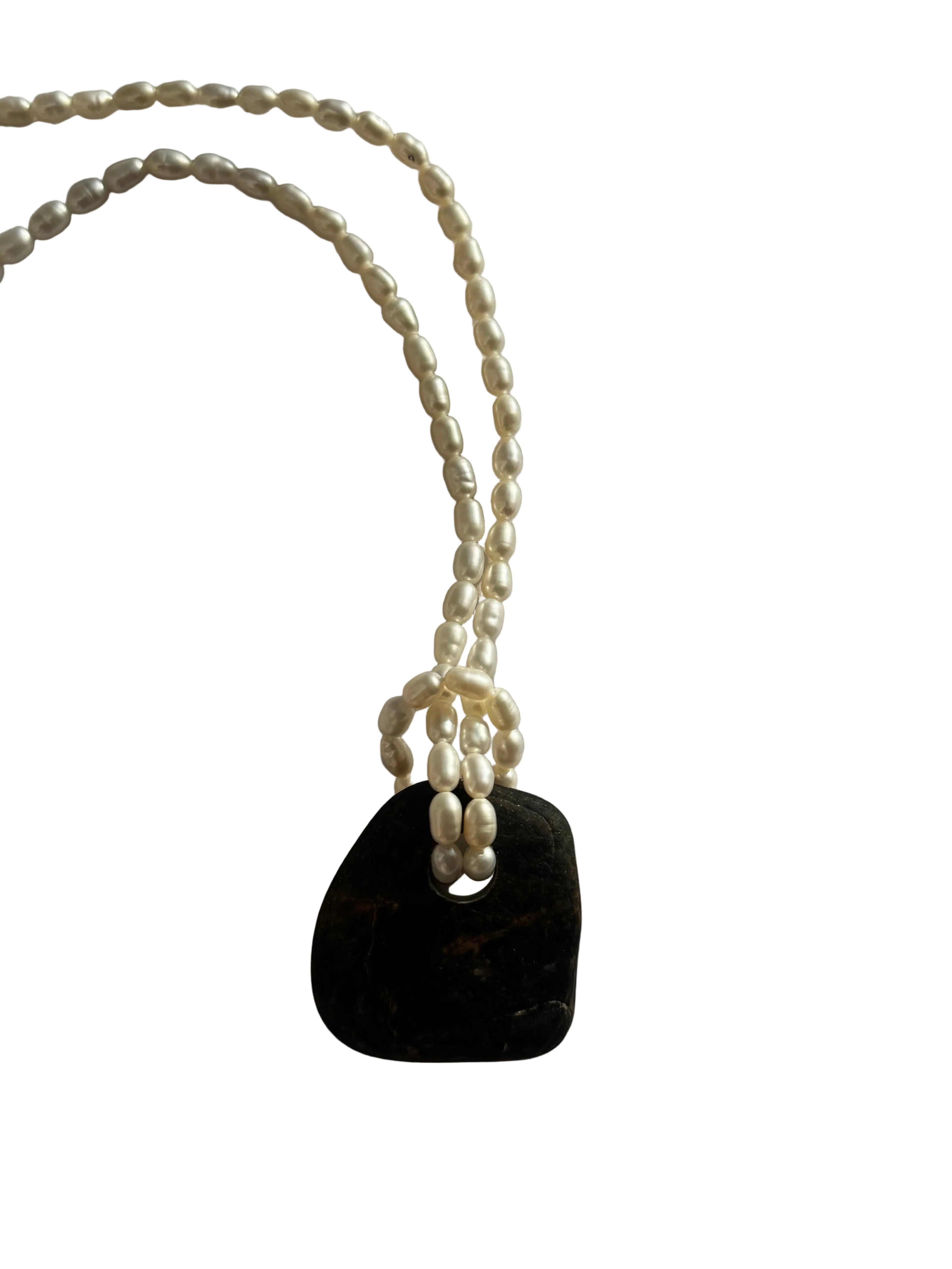 Natural Beach Stone Pendant Necklace