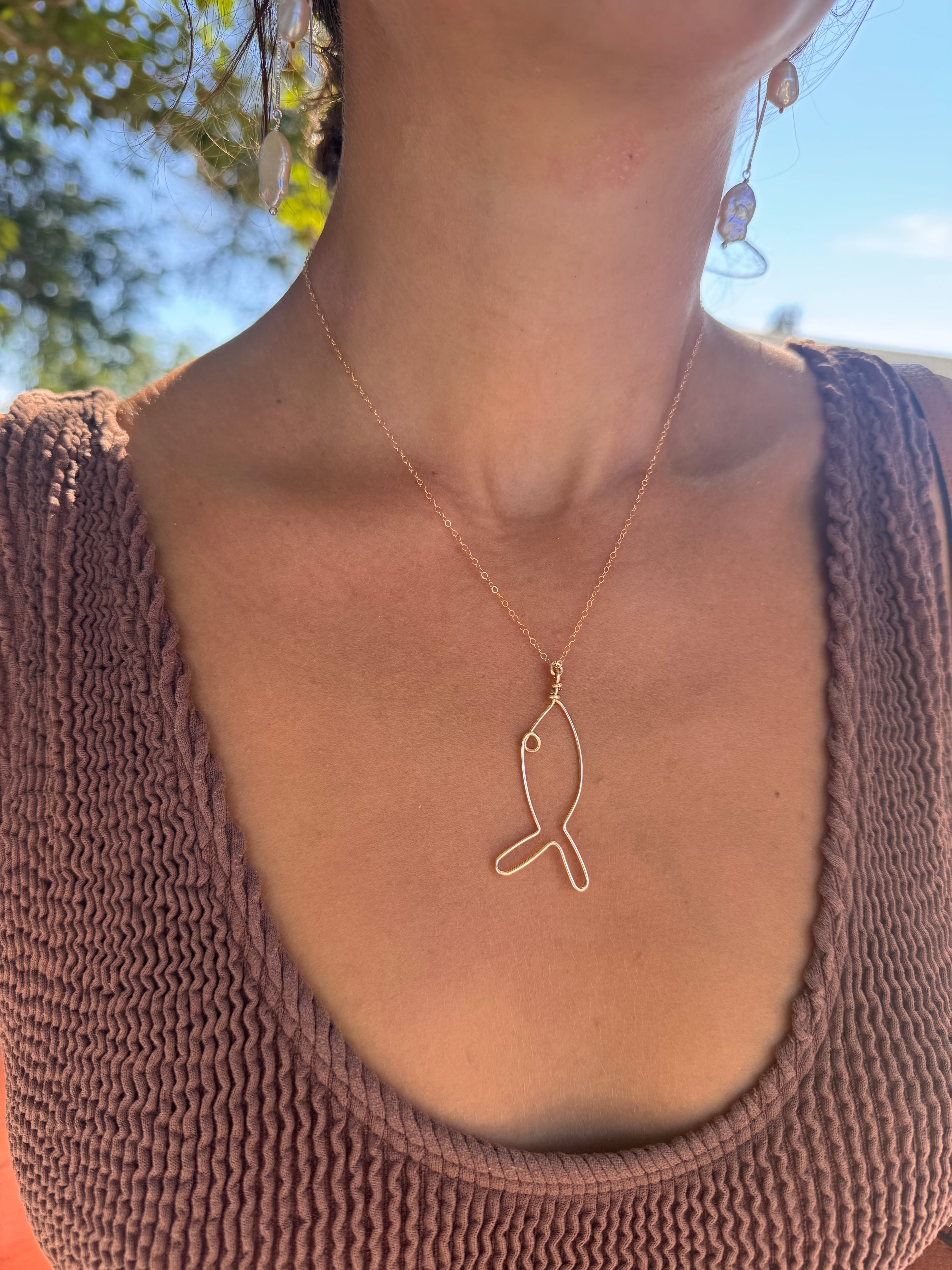 Hand-wired Fish Necklace