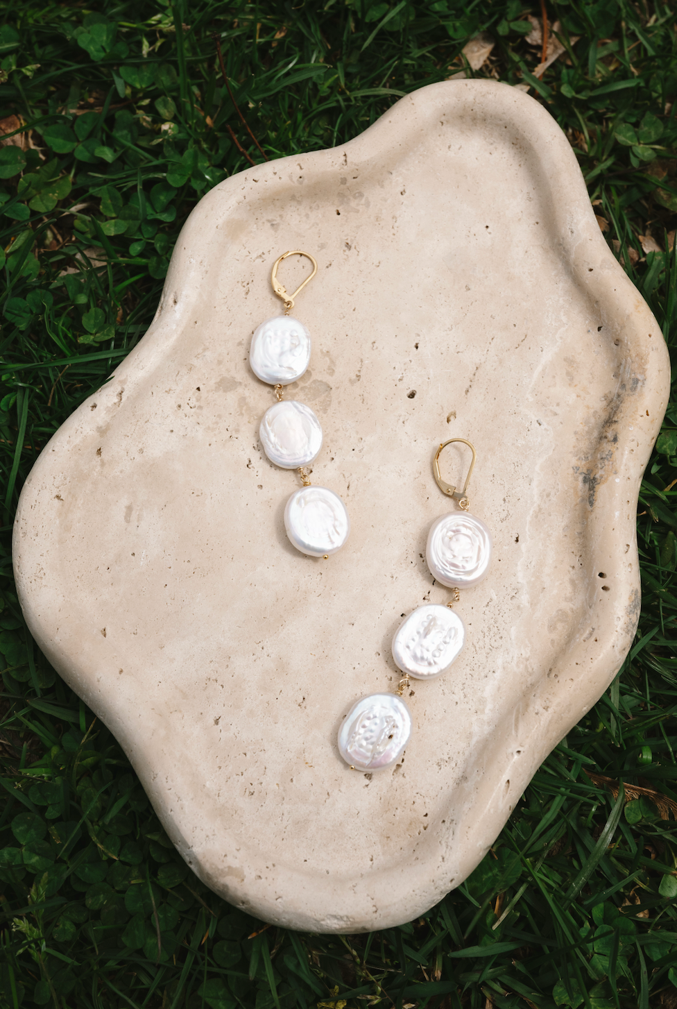 Dangly Coin Pearl Earrings