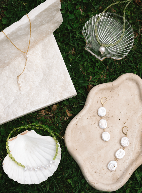 Dangly Coin Pearl Earrings