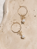 Pearl Charm Hoop Earrings