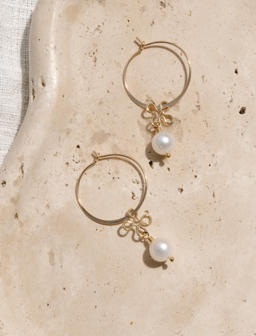 Pearl Charm Hoop Earrings