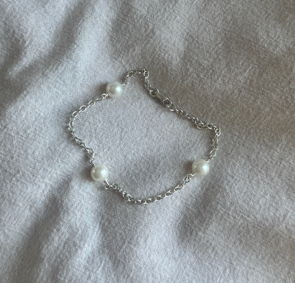 Three Pearl Chain Bracelet